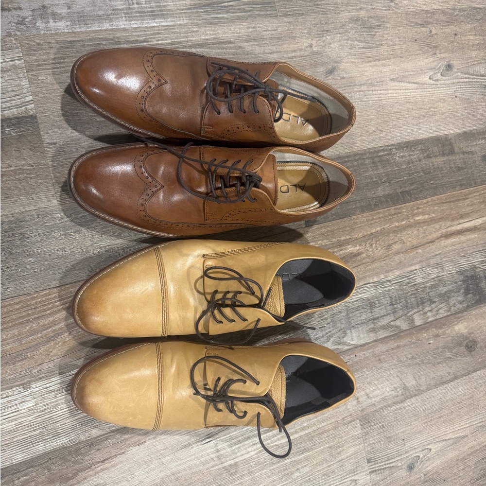 Aldo Brown and Tan Leather Oxfords for Formal Elegance